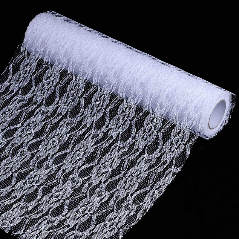 HOMYHOME lace roll 12 inch 72Ft lace Fabric for Wedding lace Table Runners White Chair sash Bow DIY Party Art Craft Decorate - Image 3